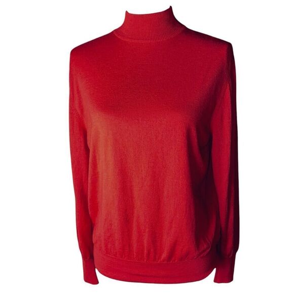 Stuards Womens Red Turtleneck Palm Springe Cashmere Silk  Sweater Size XL - Picture 1 of 4
